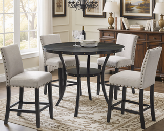 Sunvega Set of 2 Blue Linen Counter Height Stools with Nailhead Trim