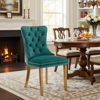 Sunvega Modern High-end Tufted Velvet Upholstered Dining Chair with Chrome Legs and Nailhead Trim
