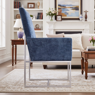 Sunvega Modern Open Industrial Design Velvet Upholstered Dining Chair for Living Room