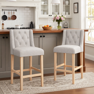 Sunvega Vienna Contemporary Wingback Counter Stools with Button Tufted Backrest and Nailhead Accents