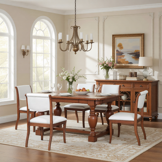 Sunvega Premium Oak Round Dining Table with Pedestal Base for 2-4 Seaters