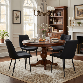 Sunvega Modern White PU Leather Dining Chair Set of 4 with Metal Legs