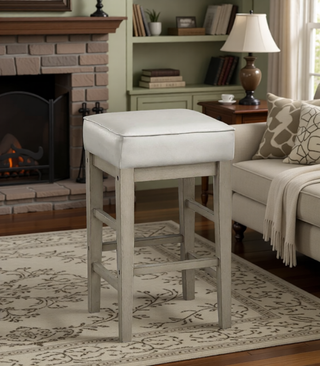 Sunvega Antique Gray Finish Solid Wood Frame Counter Height Stools Set of 2