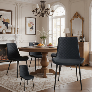 Sunvega Modern White PU Leather Dining Chair Set of 4 with Metal Legs