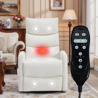 Sunvega Fabric Heat Massage Manual Recliner Chair with Rocker and Swivel for Living Room