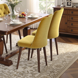 Sunvega Mid-Century Modern Velvet Dining Chair Set of 2 with Solid Wood Frame