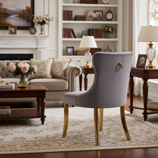 Sunvega Modern High-end Tufted Velvet Upholstered Dining Chair with Chrome Legs and Nailhead Trim
