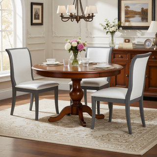 Sunvega Premium Oak Round Dining Table with Pedestal Base for 2-4 Seaters