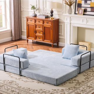 Sunvega Convertible Foldable Sofa Bed with Pillow Back Support Armrest for Living Room