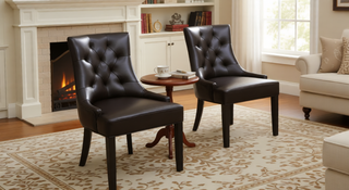 Sunvega Contemporary Upholstered Dining Chairs with Tufted Diamond Stitch and Wood Legs