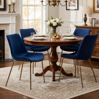 Sunvega Modern Velvet Dining Chair Set of 2 with Golden Plated Legs and Soft Velvet Upholstery