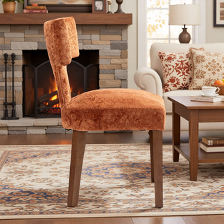 Sunvega Mid Century Modern Dining Chairs Set of 2 with Chenille Fabric and Hardwood Frame