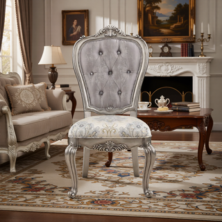 Sunvega Antique Platinum Finish Nightstand with Intricate Details for Bedroom
