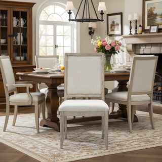 Sunvega Modern Contemporary Gray Finish Oak Wood Dining Table with Extension Leaf