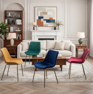 Sunvega Modern Velvet Dining Chair Set of 2 with Golden Plated Legs and Soft Velvet Upholstery
