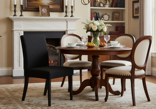 Sunvega Contemporary Style Gray Fabric Upholstered Dining Chairs with Brown Finish Legs