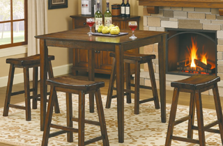 Sunvega Black Finish Bar Height Solid Wood Saddle Seat Stools Set of 2
