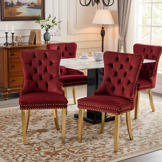 Sunvega Modern High-end Tufted Velvet Upholstered Dining Chair with Chrome Legs and Nailhead Trim