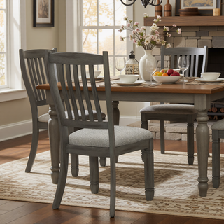 Sunvega Antique White Finish Wooden Bench with Gray Textured Fabric Upholstered Seat