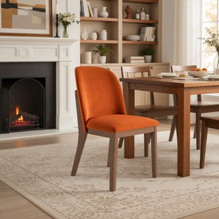 Sunvega Navy Blue Velvet Dining Chair Set of 2 with Solid Wood Legs