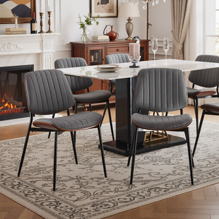 Sunvega Mid Century Modern Retro French Style Dining Chairs Set of 2 with Walnut Bentwood Back