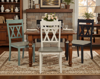 Sunvega Modern Farmhouse Round Dining Table with Greywash and Antique White Finish