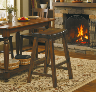 Sunvega Black Finish Bar Height Solid Wood Saddle Seat Stools Set of 2