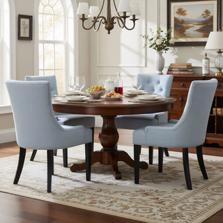 Sunvega Contemporary Upholstered Dining Chairs with Tufted Diamond Stitch and Wood Legs