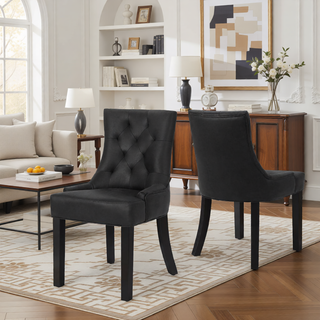 Sunvega Contemporary Upholstered Dining Chairs with Tufted Diamond Stitch and Wood Legs