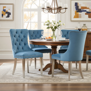 Sunvega Modern High-end Tufted Velvet Upholstered Dining Chair with Chrome Legs and Nailhead Trim