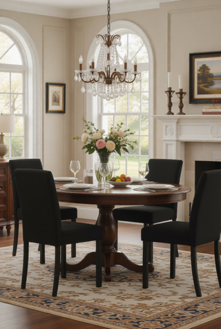 Sunvega Contemporary Style Gray Fabric Upholstered Dining Chairs with Brown Finish Legs