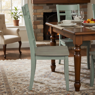 Sunvega Modern Farmhouse Round Dining Table with Greywash and Antique White Finish