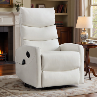 Sunvega Fabric Heat Massage Manual Recliner Chair with Rocker and Swivel for Living Room
