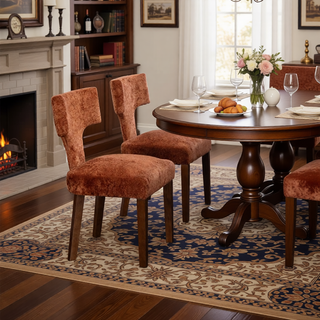 Sunvega Mid Century Modern Dining Chairs Set of 2 with Chenille Fabric and Hardwood Frame