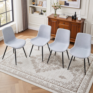 Sunvega Light Gray Artificial Leather Dining Chair with Curved Widened Cushion