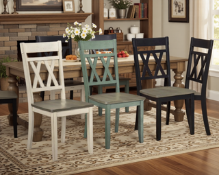 Sunvega Modern Farmhouse Round Dining Table with Greywash and Antique White Finish