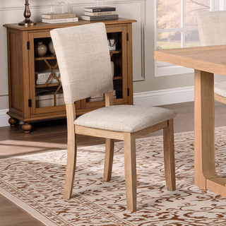 Sunvega Transitional Natural Tone Rubberwood Dining Table with Trestle Base