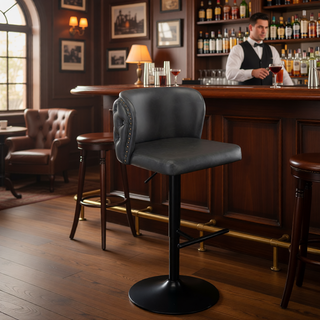 Sunvega Swivel Barstools with Tufted Back, Adjustable Seat Height and Chrome Base for Kitchen Island, Set of 2