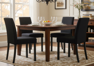 Sunvega Contemporary Style Gray Fabric Upholstered Dining Chairs with Brown Finish Legs