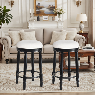 Sunvega 360 Degree Swivel Wooden Bar Stool with Upholstered Seat for Dining and Living Room