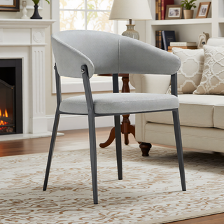 Sunvega Modern Upholstered Leatherette Dining Chair with Grey Metal Frame