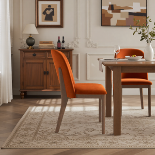 Sunvega Navy Blue Velvet Dining Chair Set of 2 with Solid Wood Legs