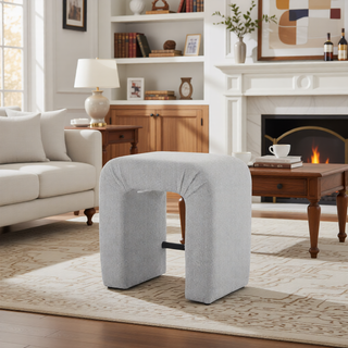 Sunvega Grey Loop Pile Fabric Inverted U-Shape Stool Set of 2 for Dining