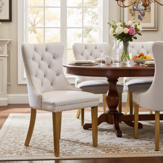 Sunvega Modern High-end Tufted Velvet Upholstered Dining Chair with Chrome Legs and Nailhead Trim