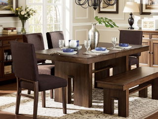 Sunvega Transitional Walnut Finish Wooden Bench Contemporary Dining Furniture