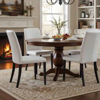 Sunvega Black PU Dining Chairs with Silver Metal Legs and High Elasticity Sponge Filling for Living Room