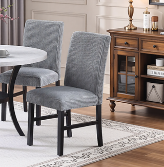 Sunvega Modern Dark Gray Corduroy Upholstered Dining Chairs Set of 2