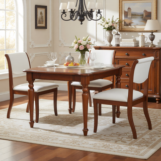 Sunvega Premium Oak Round Dining Table with Pedestal Base for 2-4 Seaters