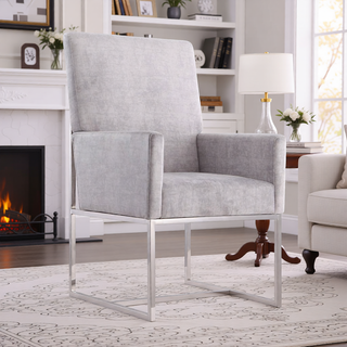 Sunvega Modern Open Industrial Design Velvet Upholstered Dining Chair for Living Room
