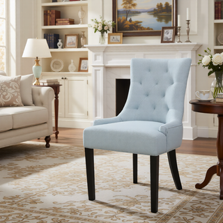 Sunvega Contemporary Upholstered Dining Chairs with Tufted Diamond Stitch and Wood Legs